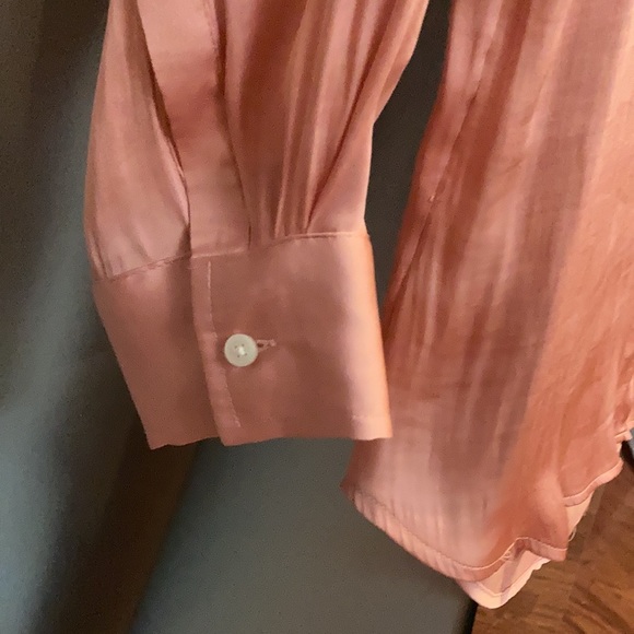 Peach coral button down dress shirt satin - Picture 4 of 5